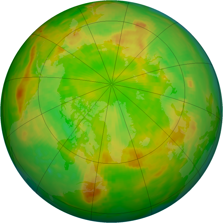 Arctic ozone map for 14 June 1991